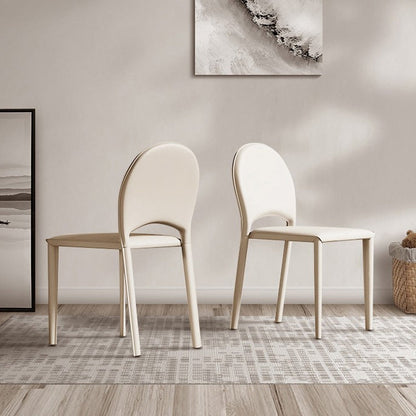 Modern Minimalist Saddle Saddle Leather Carbon Steel Sponge Square Elliptical Dining Chair Backrest For Dining Room