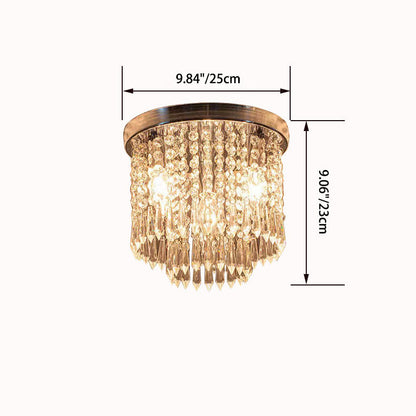 Modern Luxury Iron Crystal String 4-Light Flush Mount Ceiling Light For Living Room