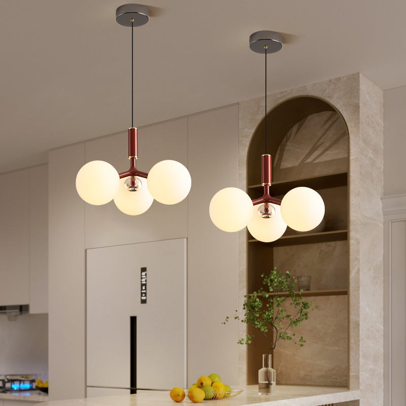 Contemporary Nordic Aluminum Iron Glass Ball 3-Light Chandelier For Dining Room
