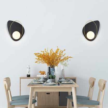 Modern Art Deco Geometric Iron Round Shade 1-Light Wall Sconce Lamp For Living Room