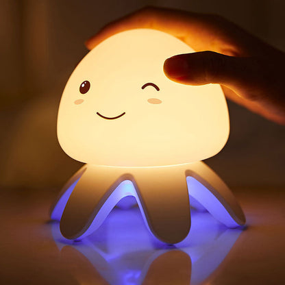 クリエイティブシリコンクラゲ音楽USB充電式リモコンLEDナイトライトテーブルランプ