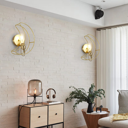 Modern Mid-Century Moon Copper 1-Light Wall Sconce Lamp For Living Room