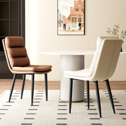 Modern Minimalist Rectangular Microfiber Leather Carbon Steel Dining Chair Backrest Armless For Dining Room
