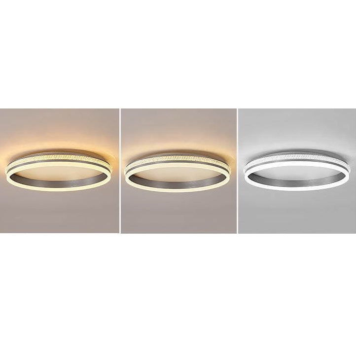 Italian Minimalist Ring Brushed Acrylic LED Flush Mount Ceiling Light
