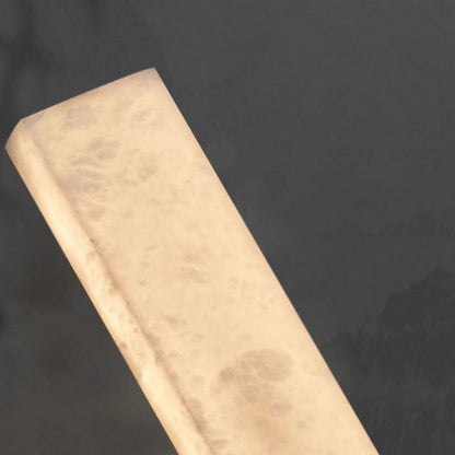 Traditional Chinese Marble All-Copper Rectangular LED Wall Sconce Lamp For Bedroom