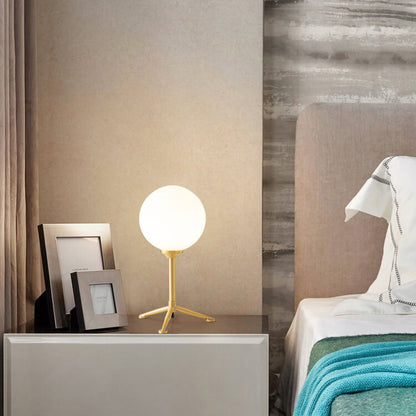 Modern Simple Spherical Milky White Lampshade 1-Light Table Lamp