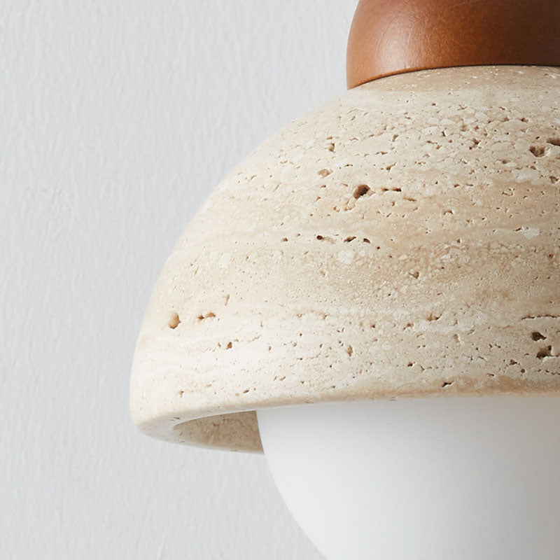 Japanese Wabi-Sabi Solid Wood Glass Horn 1-Light Wall Sconce Lamp