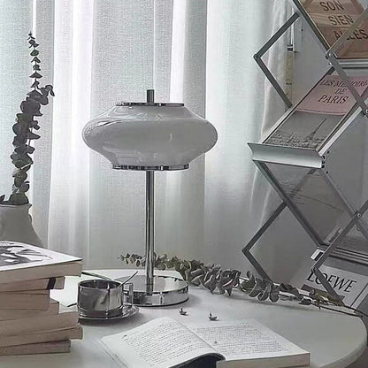 Industrial Glass Medieval UFO Shaped LED Table Lamp