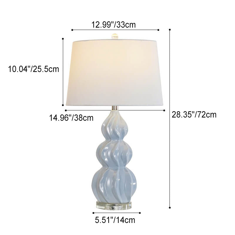 Modern Chinese Striped Gourd Ceramic Fabric 1-Light Table Lamp