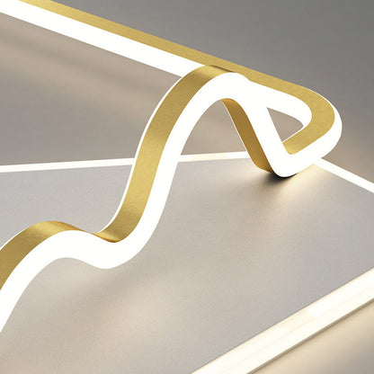 Modern Minimalist Square Line Iron Aluminium Acrylic LED Flush Mount Ceiling Light For Bedroom