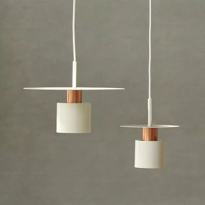 Modern Mid-century Iron Round Piece Cylinder Shade 1-Light Pendant Light For Bedroom