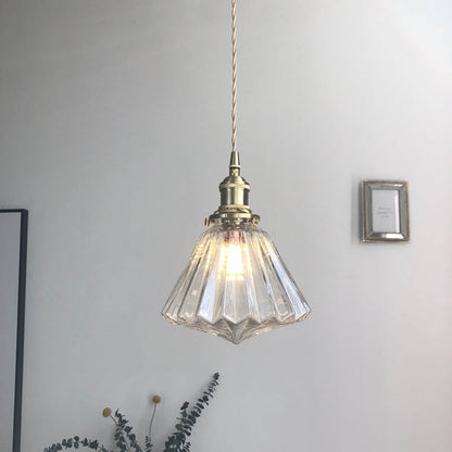 Modern Art Deco Brass Glass Diamond Shape 1-Light Pendant Light for Living Room