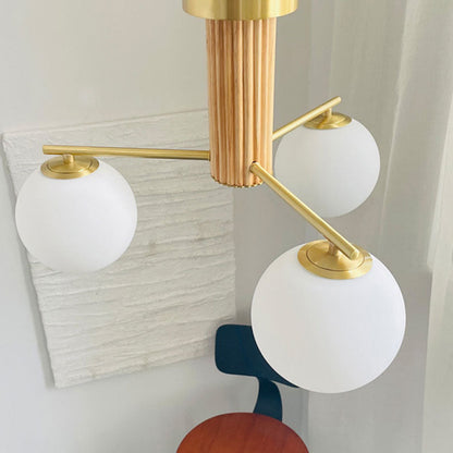 Modern Creative Minimalist Copper Glass Sphere 3/5-Light Semi-Flush Mount Ceiling Light