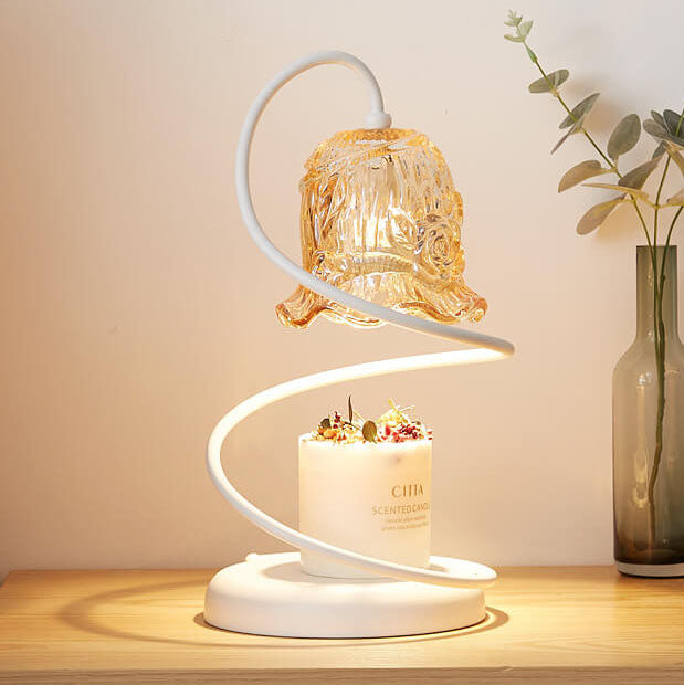 Modern Creative Glass Flower-Shaped 1-Light Melting Wax Table Lamp