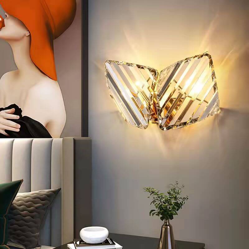 Modern Light Luxury Crystal Triangle Geometry 1/2/3 Light Wall Sconce Lamp