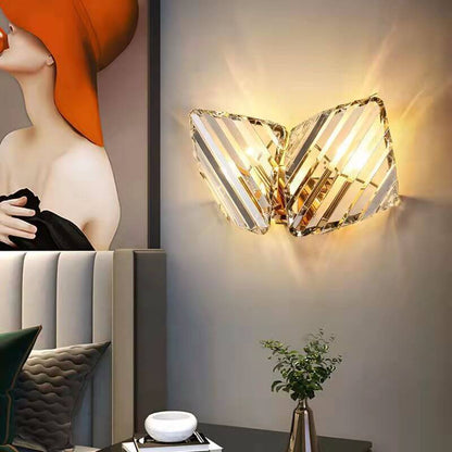 Modern Light Luxury Crystal Triangle Geometry 1/2/3 Light Wall Sconce Lamp