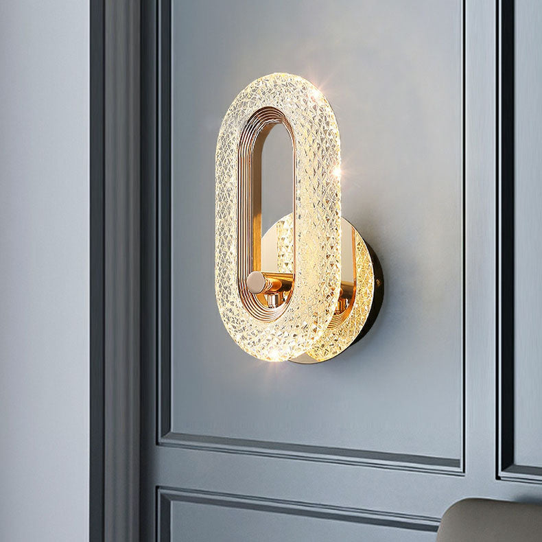 مصباح حائط LED بتصميم دائري بيضاوي الشكل مصنوع من سبائك الزنك والأكريليك بتصميم عصري فاخر لغرفة المعيشة 