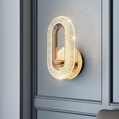 مصباح حائط LED بتصميم دائري بيضاوي الشكل مصنوع من سبائك الزنك والأكريليك بتصميم عصري فاخر لغرفة المعيشة 