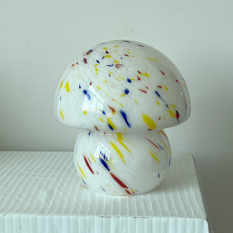 Nordic Vintage Round Mushroom Striped Glass 1-Light Table Lamp