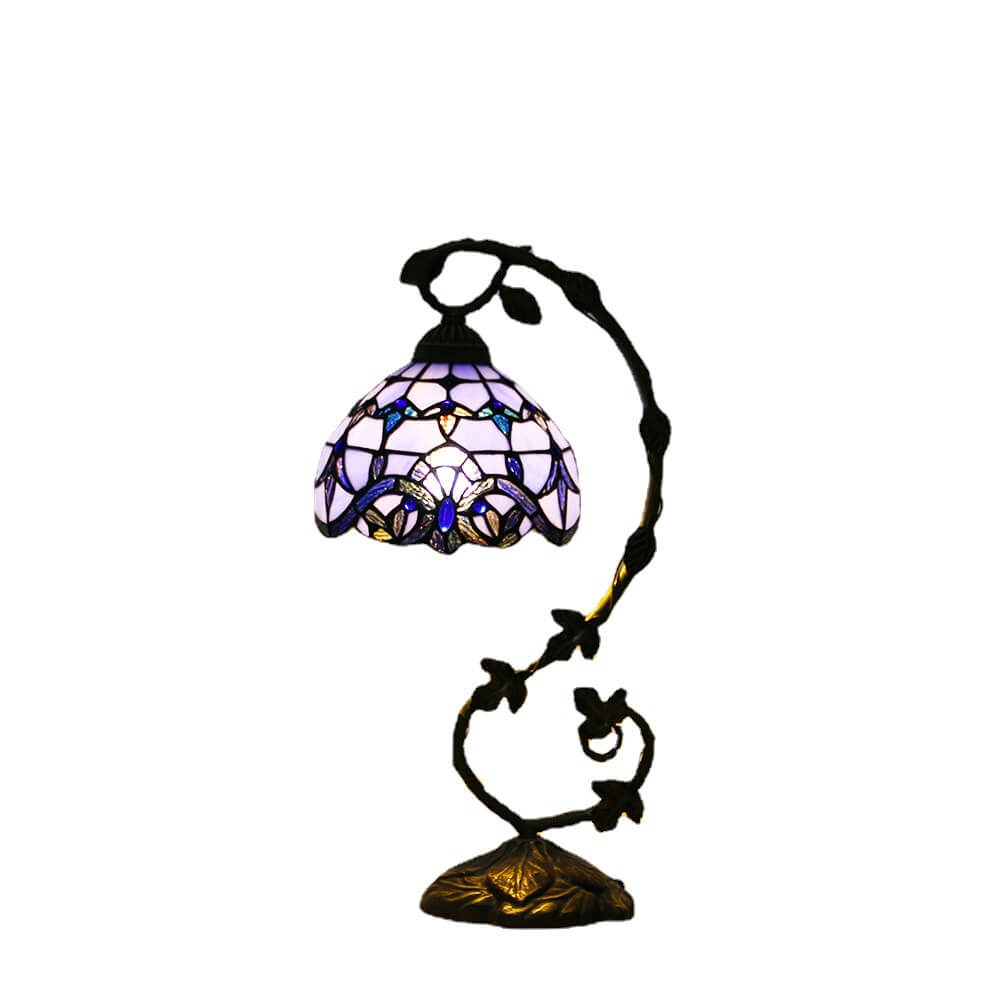 European Tiffany Dragonfly Stained Glass Vine 1-Light Table Lamp