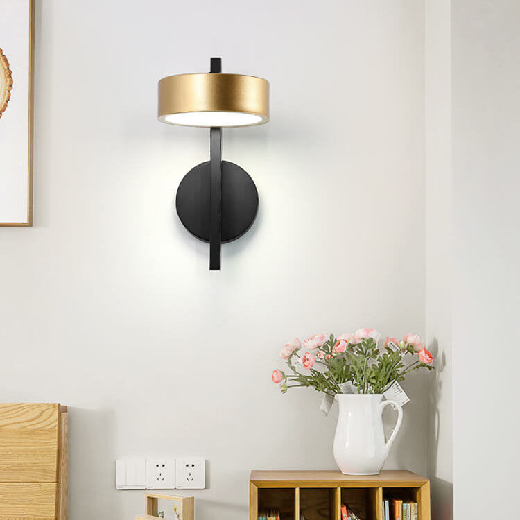 Nordic Light Luxury Black Gold Iron Round Head LED Wall Sconce Lamp