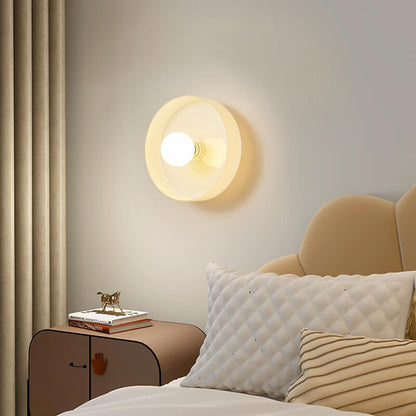 Scandinavian Modern Round Plate Iron Glass 1-Light Wall Sconce Lamp