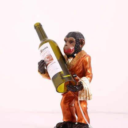 Contemporary Creative Orangutan Wine Bottle Glass Resin 1-Light Table Lamp For Living Room