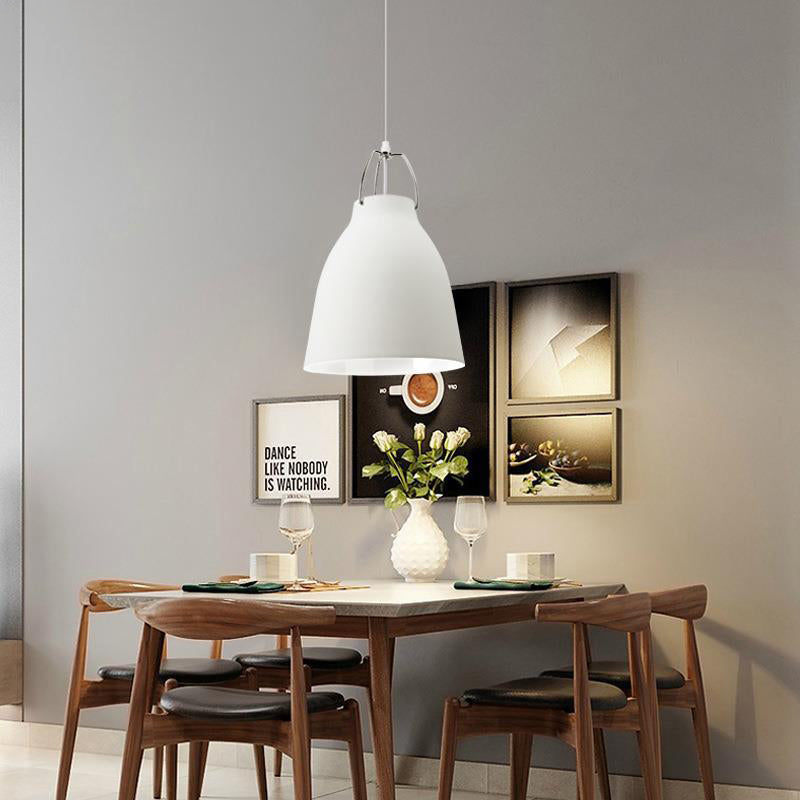 Contemporary Nordic Aluminum Bell 1-Light Pendant Light For Dining Room
