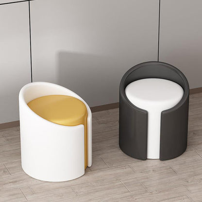 Modern Minimalist PU Leather Wood Sponge Round Cylinder Vanity Stool Backrest For Bedroom