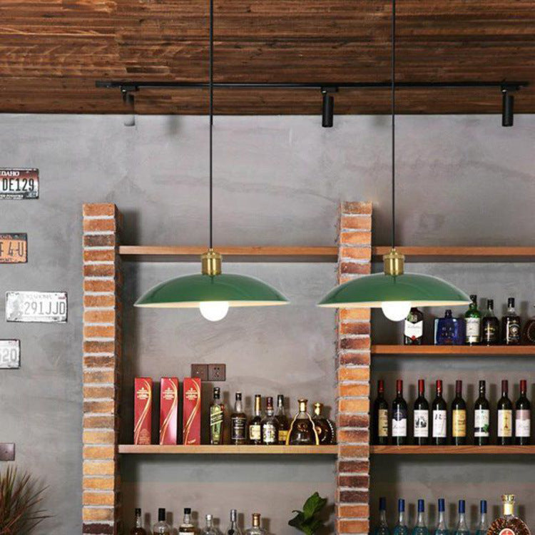 Industrial Vintage Green Iron Dome Cone 1-Light Pendant Light