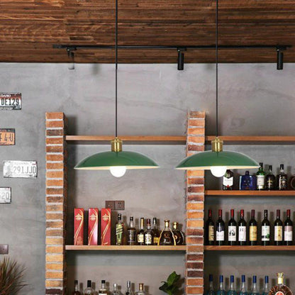 Industrial Vintage Green Iron Dome Cone 1-Light Pendant Light