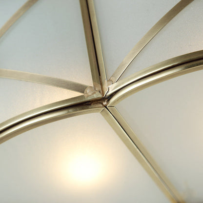 Modern Light Luxury Carving Copper Round Glass 4-Light Semi-Flush Mount Ceiling Light