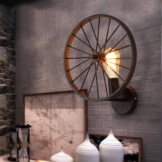Retro Industrial 1-Light Wind Wheel Wall Lamp