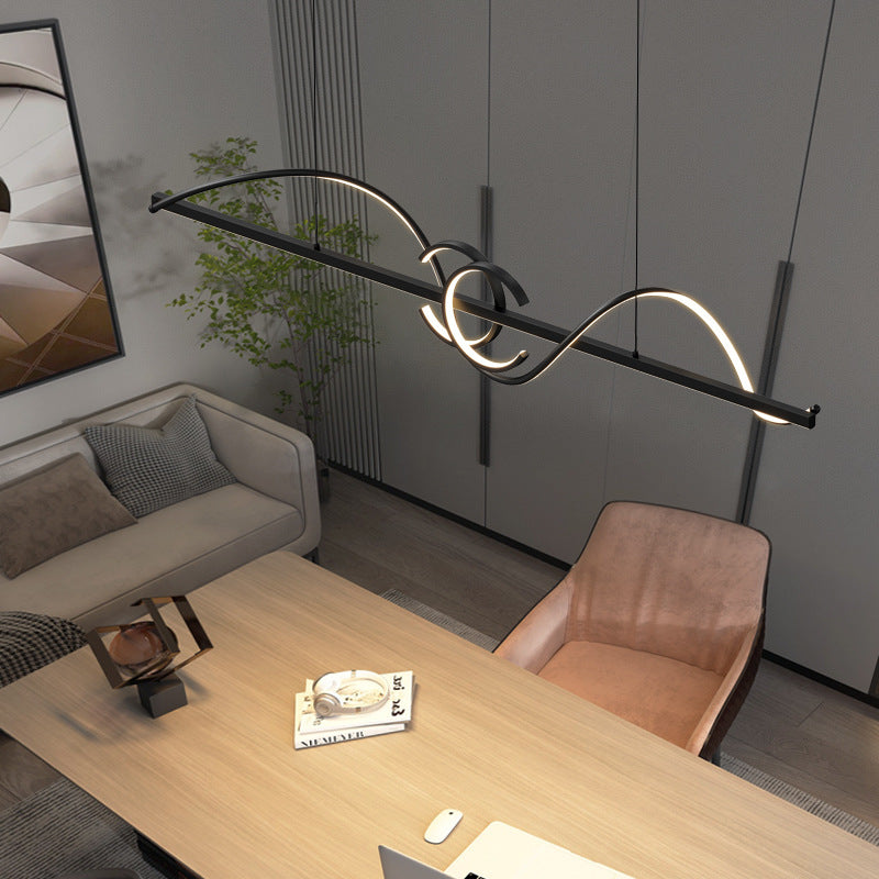 ثريات جزيرة LED من الحديد والألومنيوم بتصميم عصري بسيط لغرفة الطعام 