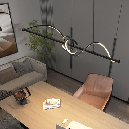 ثريات جزيرة LED من الحديد والألومنيوم بتصميم عصري بسيط لغرفة الطعام 