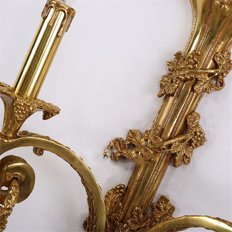 حامل شموع نحاسي أوروبي حديث مزود بمصباحين مثبتين على الحائط 