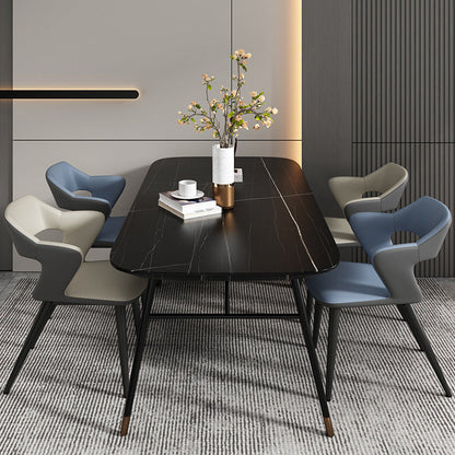 Contemporary Scandinavian Nappa leather Fabric Carbon Steel Sponge Square Wing Dining Chair Backrest Armrest For Dining Room