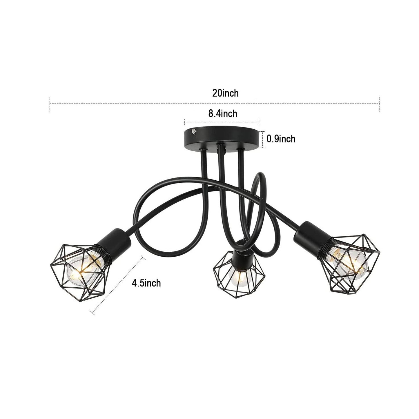 Nordic Light Luxury Diamond Molecule Aluminum 3-Light Semi-Flush Mount Ceiling Light