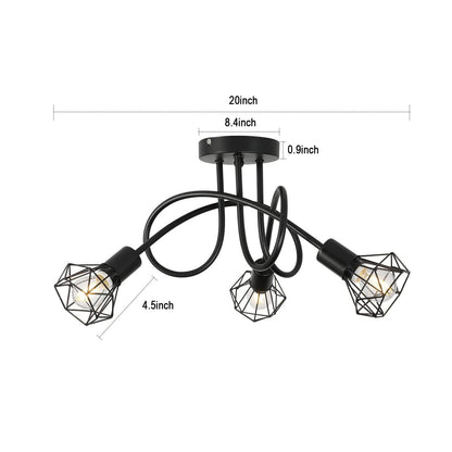 Nordic Light Luxury Diamond Molecule Aluminum 3-Light Semi-Flush Mount Ceiling Light
