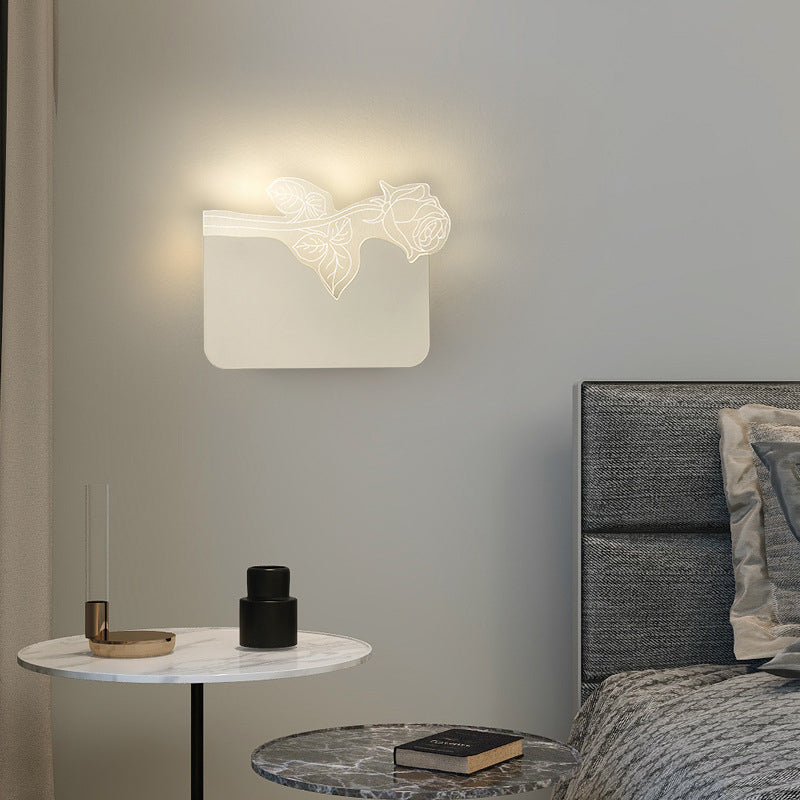 مصباح حائط LED بتصميم زهرة الورد الأكريليكية الحديثة لغرفة المعيشة 
