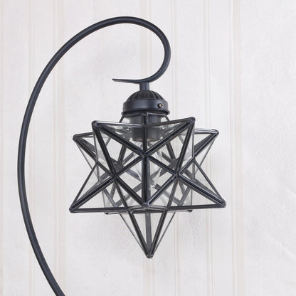 Contemporary Creative Pentagram Iron Glass 1-Light Table Lamp For Bedroom