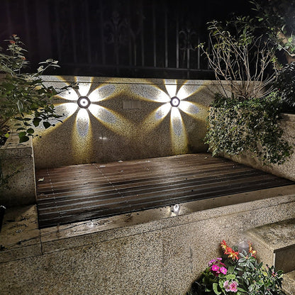 مصباح حائط LED دائري من الألومنيوم بتصميم إسكندنافي معاصر للفناء الخارجي 