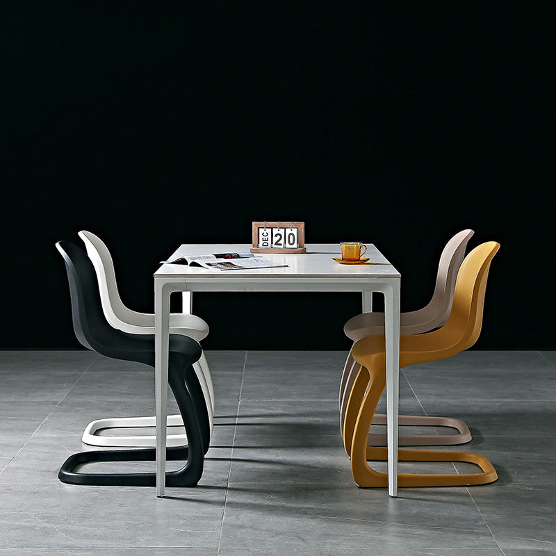 Contemporary Scandinavian Bow Frame Plastic Billet Steel Dining Chair Backrest For Dining Room