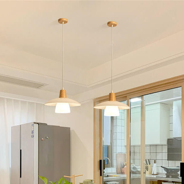 Japanese Minimalist Log Glass 1-Light Pendant Light