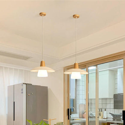 Japanese Minimalist Log Glass 1-Light Pendant Light