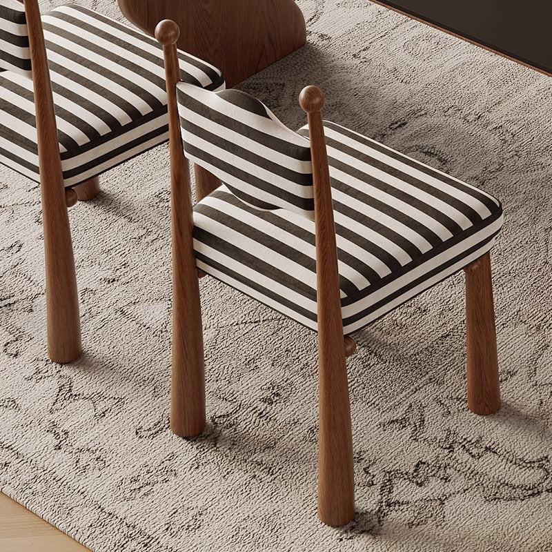 Traditional French Square Zebra Pattern Fabric Upholstered Ash Wood Dining Chair Backrest For Dining Room