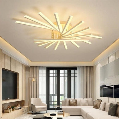 مصباح سقف LED شبه مسطح بتصميم عصري بسيط من الحديد الأكريليك على شكل خط مستطيل لغرفة المعيشة