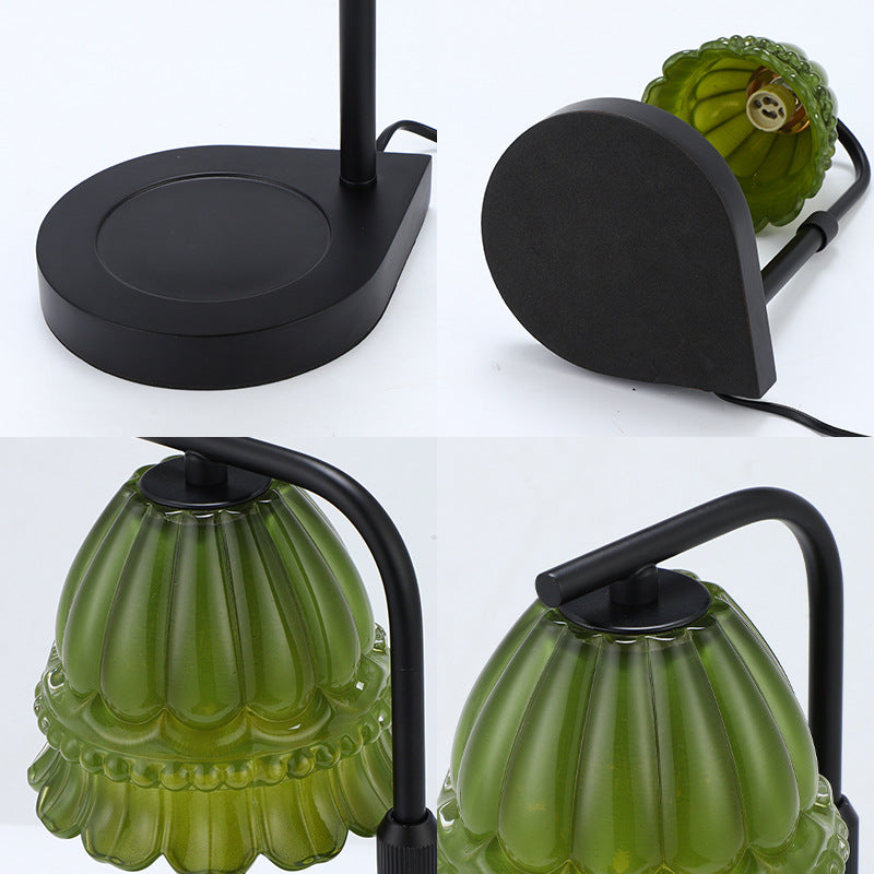 Modern Art Deco Flower Type Wooden Glass 1-Light Melting Wax Table Lamp For Bedroom