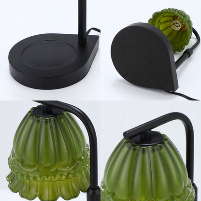 Modern Art Deco Flower Type Wooden Glass 1-Light Melting Wax Table Lamp For Bedroom