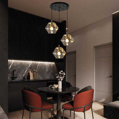 Nordic Light Luxury Wrought Iron Glass 1/3-Light Chandelier